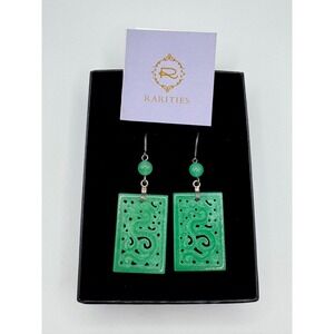 Rarities Carol Brodie Sterling Silver Green Stone Dragon Earrings